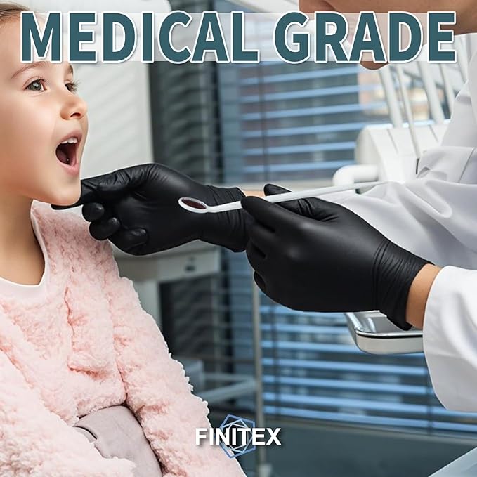FINITEX Black Nitrile Disposable Medical Exam Gloves 5 mil Powder-free Latex-Free 1000 PCS Examination Glove