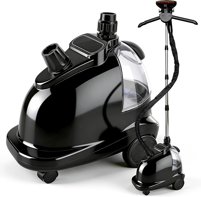 Professional Garment Steamer for Clothes, 2000W Powerful Steam Iron with 1.5L Water Tank, 40 Minutes Continuous Steam, Heavy Duty Clothes Steamer for Home, Commercial Use, Pearl Black
