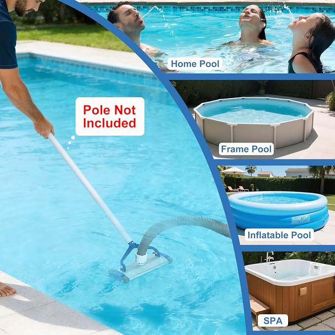 Heavy Duty Pool Vacuum Head, 13.5" Aluminum Body, Fit for 1.5" Hose, Weighted Pool Vac Cleaner for Deep Cleaning on All Surfaces for Inground Pools & Above Ground Pool, Vinyl Liner Floor, Step, Corner