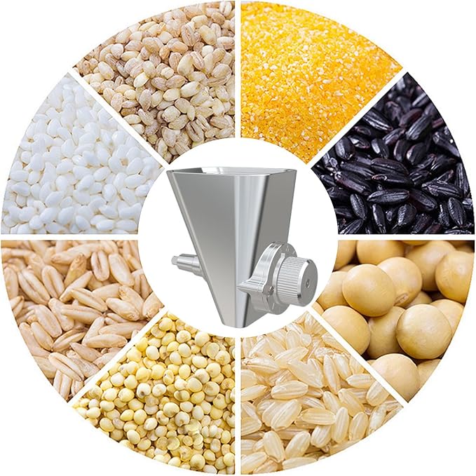 Grain Mill Attachment for KitchenAid Stand Mixer, All Metal Grain Mill Flour Mill for Kitchen Aid Accessories, Suitable for Grinding Non-Oily Dry Grain Corn, Coffee Bean, Millet, Wheat and Cereals