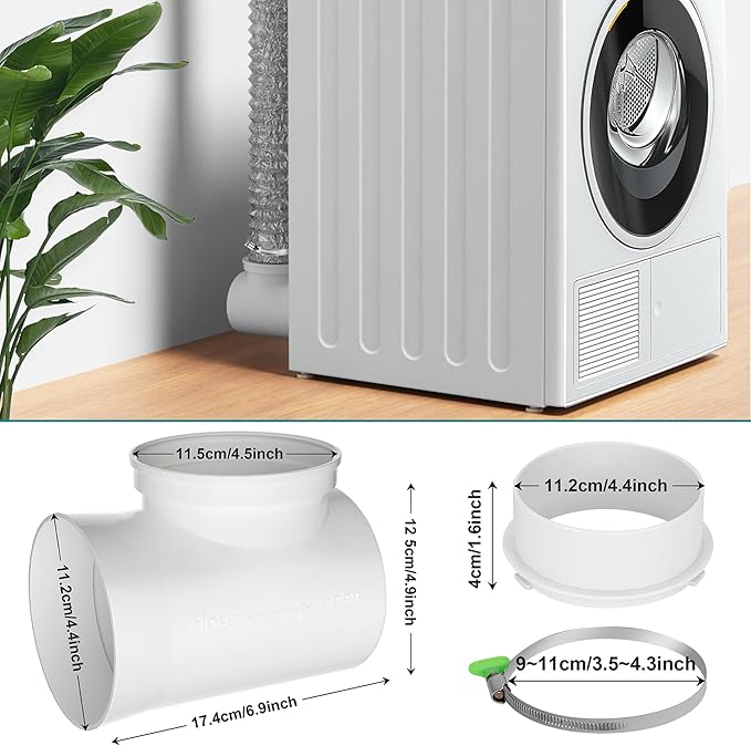 Dryer Lint Trap, Metal Lint Catcher Box with 90 Degree Drye Vent Elbow, 4inch Hose & Clamps Cleaning Brush Filter Screens - Indoor Dryer Vent Connector Kit