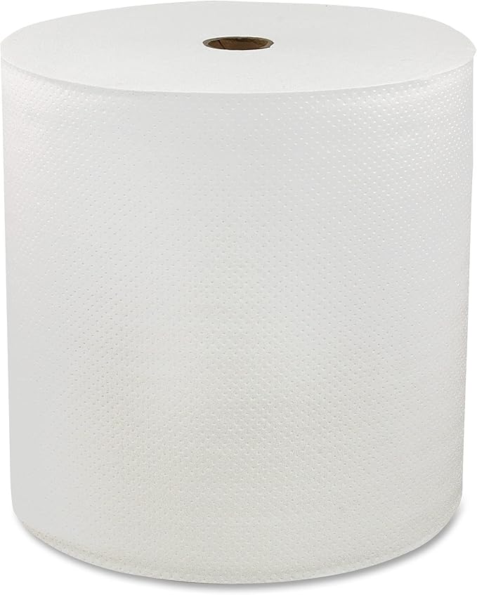 Genuine Joe Hardwound Roll Towels, White, 7" x 850', 6 Count