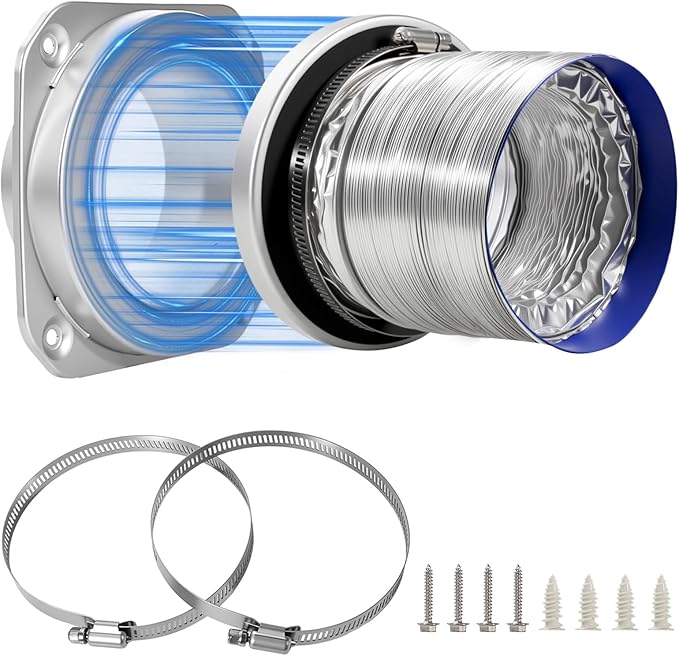 Magnetic Dryer Vent Coupling DV180 Airtight Seal Dryer Vent Connector Kit Easy to Clean Quick Connector Including a 3.3ft 4" Duct and two Clamps