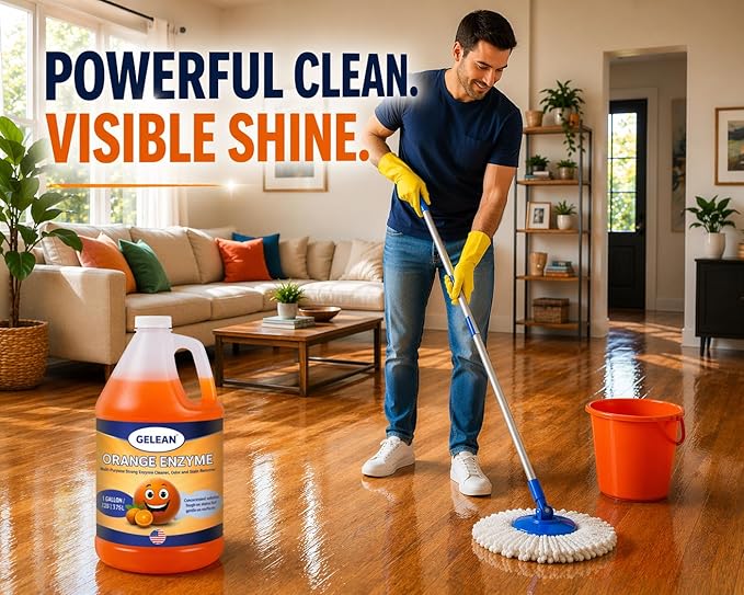 Multi-Purpose Probiotic Enzyme Cleaner, (128 oz, orange) - Pet Stain and Odor Remover - Concentrated - Professional & Home Strength Drains, Floors, Bathrooms, Toilets Trash Can, Made in USA