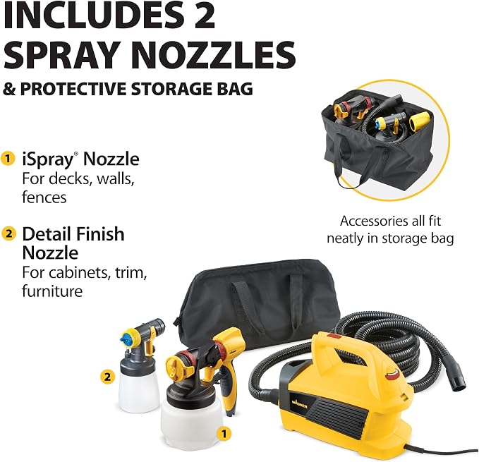 Wagner SprayTech 0529090 FLEXiO 4000 Stationary HVLP Paint and Stain Sprayer, Sprays Most Unthinned Latex, Includes Two Nozzles, iSpray Nozzle and Detail Finish Nozzle