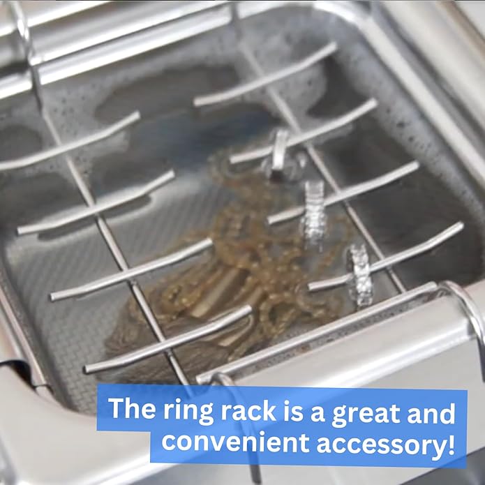 GemOro Ultrasonic Jewelry Cleaner | Heated Stainless Steel Personal Gentle Cleaner with Basket | Professional Performance Machine for Rings Watches Glasses Earrings
