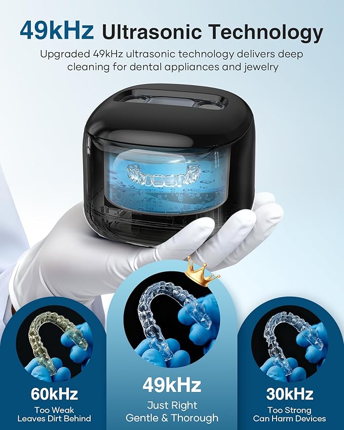 Retainer Cleaner Machine, Dental Cleaning Pod for Night Guards, Mouth Guards, Aligner, Braces, Toothbrush, Jewelry, Dentures