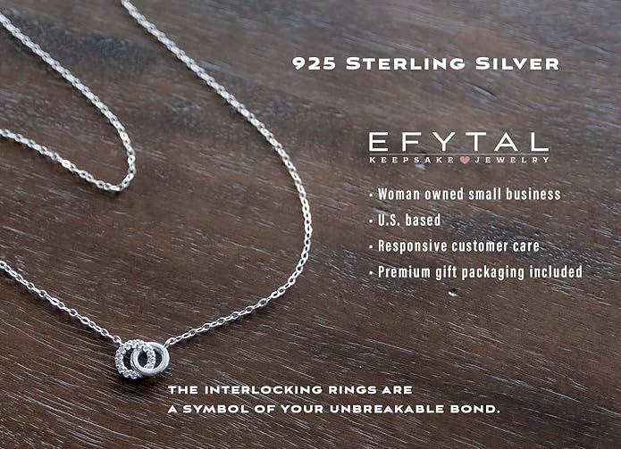 EFYTAL Mother Daughter Necklace, 925 Sterling Silver Mom Daughter Gifts, Mom Necklace for Women, Mother of the Bride Gifts