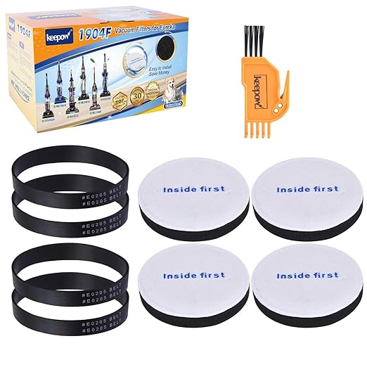 KEEPOW Vacuum Belt and Filter Compatible with Eureka Power Speed Vacuum NEU182B, NEU181, NEU180 NEU180B NEU180C NEU182A NEU12CT NEU186 NEU188 NEU188A NEU190 NEU192A NEU202, Part #E0202 & E0205, 9 Pack