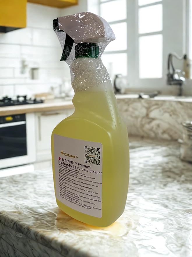 EXTRADEL™ Safe on Counters, Tough on Daily Messes – Premium 32 oz Plant‑Based, Shine‑Boosting All‑Purpose Cleaner with Essential Oil Scent