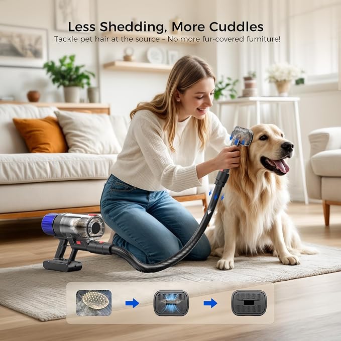 Teendow Cordless Vacuum Cleaner, 500W 50 Minutes Runtime Stick Vacuum for Pet Hair, Powerful Suction, Rechargeable, Lightweight, Handheld Vacuum Versatile for Carpet, Hard Floor (Starry Gray)