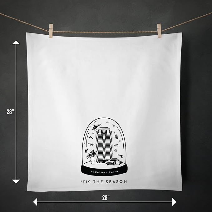 Nakatomi Plaza Snow Globe Holiday Flour Sack Kitchen Hand Towel