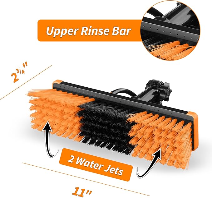 5-24 ft Water Fed Pole Window Cleaning System // Professional Telescopic Solar Panel Cleaning Equipment // Water Fed Brush with Upper Rinse Bar, 10" Squeegee, Water Filter, Soap Dispenser & Water Hose