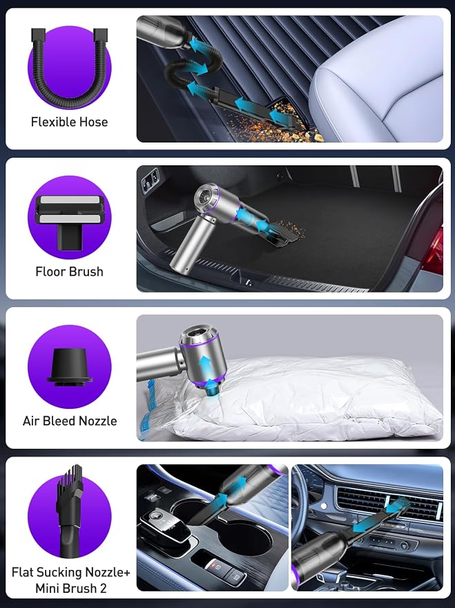 V8 Plus Car Vacuum Cleaner with 5 Replacement HEPA Filters