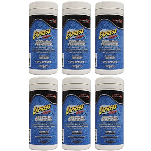 Quest 6530 EXPRESS Wipes Stainless Steel Polish & Cleaner (Case of 6)