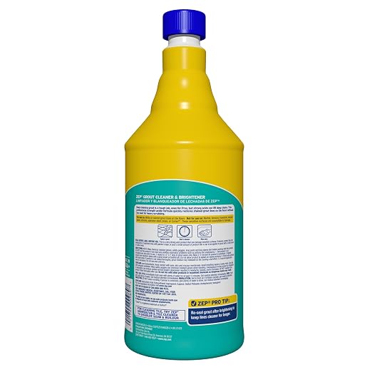 Zep Industrial Grout Cleaner and Brightener - 32 oz (Pack of 4) ZU104632 - Deep Cleaning Pro Formula