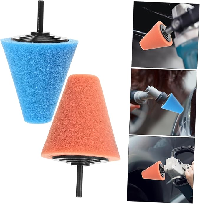 2pcs Car Wheel Polisher Sponge Buffing Pads with Drill Adapter Detail Buffers for Waxing and Polishing Durable and Comfortable Grip