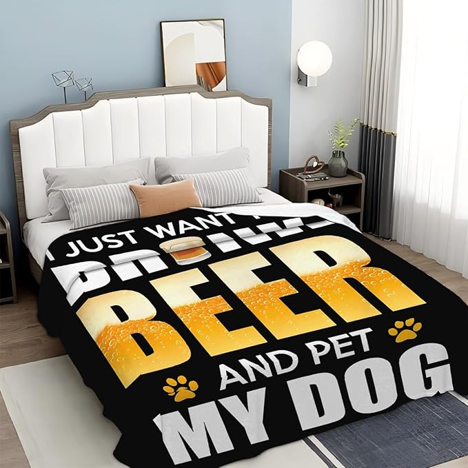 Tijuboni Beer Throw Blanket Beer Gifts for Men Women Adults Soft Flannel Fleece Blanket for Couch Sofa Bed Home Decor 50"x60"