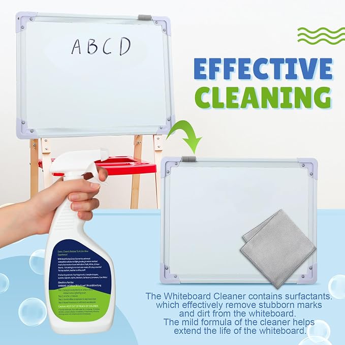 Fuyoooo 8 Pcs Whiteboard Cleaner Set 4 17 fl oz Dry Erase Board Liquid Cleaner with 4 Cloths White Board Cleaning Spray for Classroom Chalkboard Home Office (Light Gray)