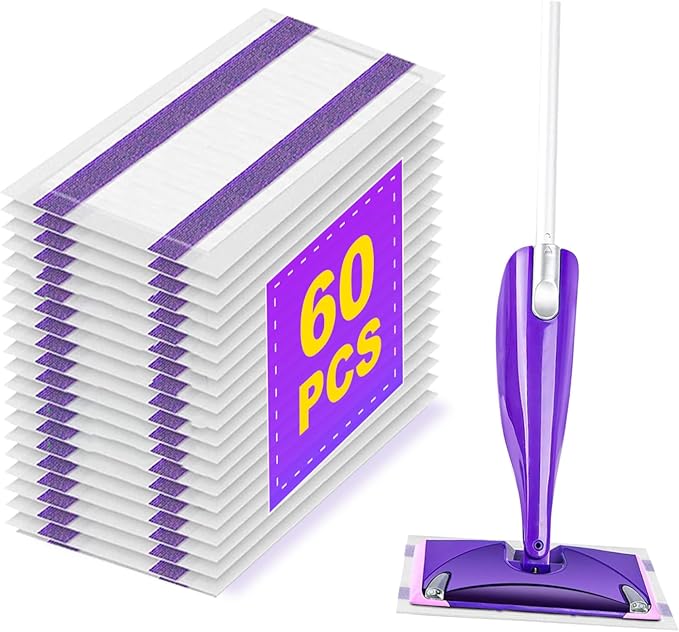 60 Pack Disposable Wetjet Pads Refills for Swiffer Wet Jet Mops, 4 Layers Thickened | Super Heavy-Duty Absorbent | Stickiness, Absorbent for Household Cleaning & Suit All Multi-Surface