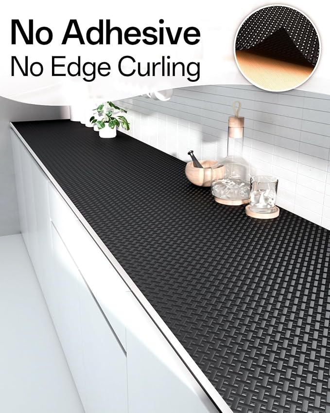 Shelf and Drawer Liner for Kitchen Cabinet, Non-Adhesive 18in x 360in Waterproof Contact Paper Refrigerator Liners Thickened Durable EVA Material Non Slip Mat for Dresser Cupboard Pantry Protector