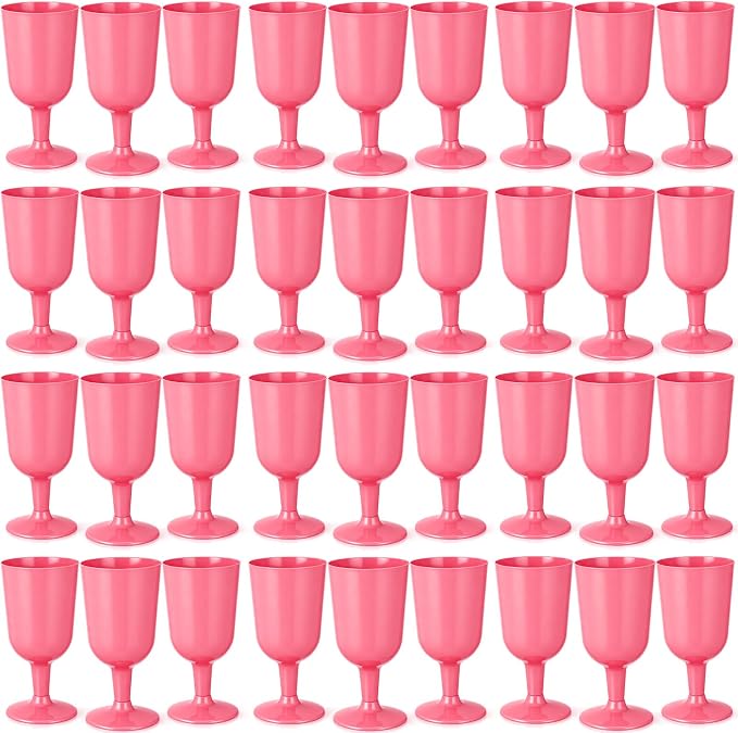 Jingmore 96 Pcs Plastic Goblets with Stem 7 oz Plastic Wine Glasses for Party Disposable Wine Cup Champagne Flutes Drinking Glass for Wedding Toasting Birthday Party Supply