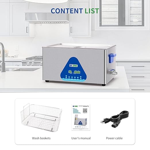 DK SONIC Ultrasonic Cleaner 22L,480W Industrial Ultrasonic Parts Cleaner with Heater&Timer, Digital Control&Basket, Multiple Functions for Motorcycle Engines,Carburetors, Chains