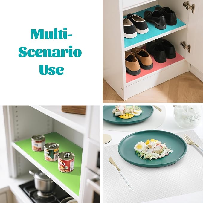 20PC Refrigerator Liners, Waterproof Oilproof Fridge Liner and Mats Washable Drawer Liners for Kitchen Cabinets, Cover Pads for Freezer Glass Shelf Cabinet Liners for Shelves(4 Color)