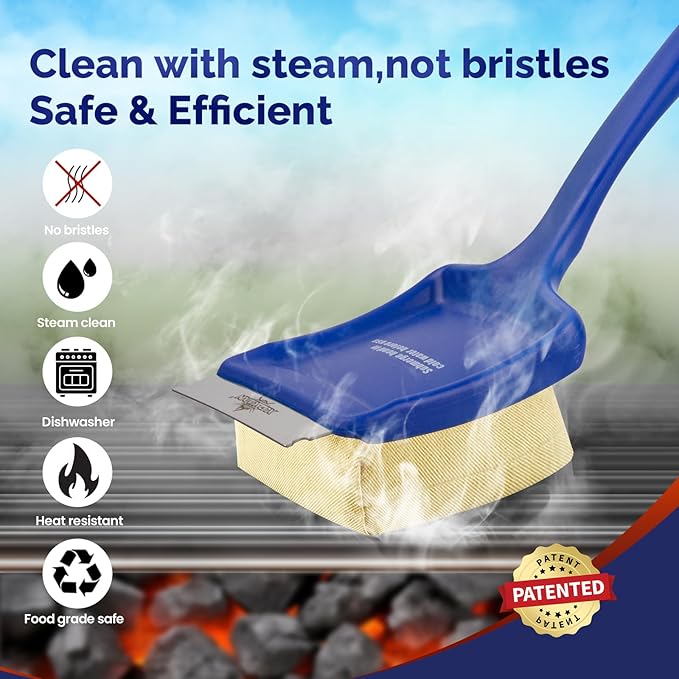 XUDAKAIXIN 19" Large Bristle-Free Steam Grill Brush,Replaceable BBQ Cleaning Head,Safe Grill Accessories for Cast Iron/Porcelain/Weber Gas/Charcoal Grill,Grill Cleaner for Outdoor Grill