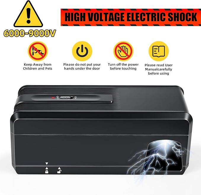 2025 Electric Mouse Trap Zapper Powerful Rat Traps Indoor for Home,Reusable Electric Rat Traps Outdoor Rodent Zapper Mice Trap Electronic Shock Killer for Attic Warehouse Kitchen Garage,No-Touch,Black