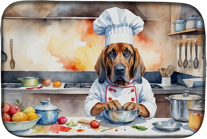 Caroline's Treasures DAC6210DDM Bloodhound The Chef Dish Drying Mat Absorbent Dish Drying Mat Pad for Kitchen Counter Dish Drainer Mat for Countertop, 14 x 21", Multicolor
