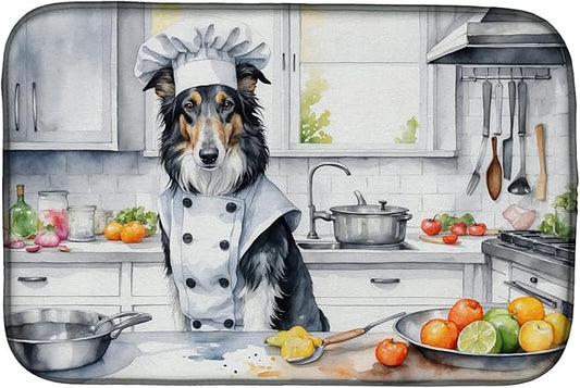Caroline's Treasures DAC6214DDM Borzoi The Chef Dish Drying Mat Absorbent Dish Drying Mat Pad for Kitchen Counter Dish Drainer Mat for Countertop, 14 x 21", Multicolor