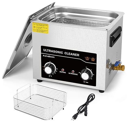 Commercial Ultrasonic Cleaner with Knob, 10L Professional Ultrasonic Cleaner, 40kHz with Heater and Timer for Tools, Jewelry, Watches, Glasses, Dentures, and Small Metal Parts