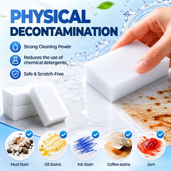 Magic Sponge 100 Pack Bulk - Commercial Cleaning Sponge for Schools, Hospitals, Institutions - Heavy Melamine Sponge Bulk Purchase