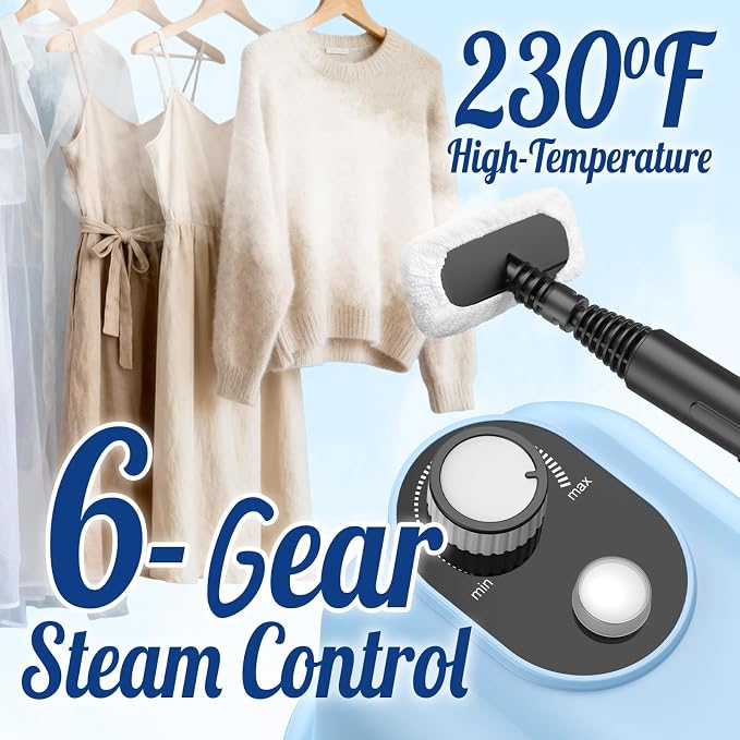60.87oz Heavy Duty Steam Cleaner, 10s Rapid Heating Handheld Steamer for Whole Home, Car, Grout & Tile – Chemical-Free Pressurized Steam for Floors, Kitchen, Upholstery with 15 Accessories