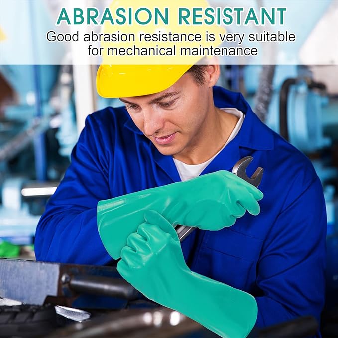 Potchen 40 Pairs Chemical Resistant Gloves Heavy Duty Thick Nitrile Gloves Bulk for Cleaning, Resist Household Acid, Alkali and Oil (X-Large)