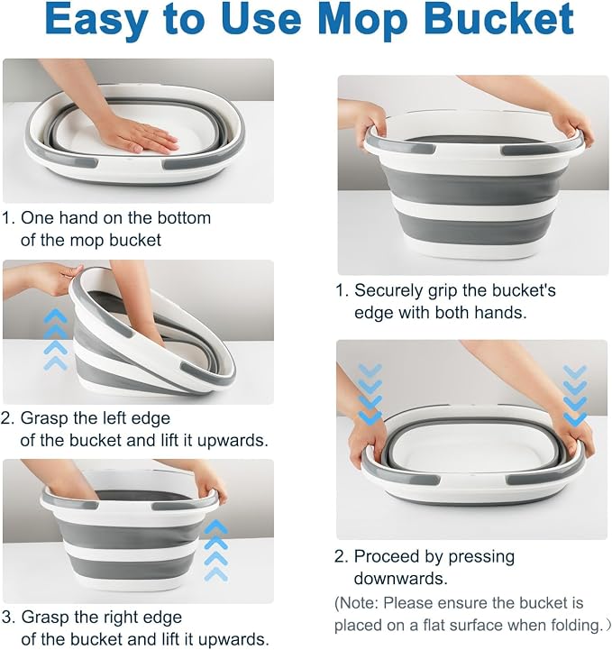 Collapsible Mop Bucket with Handle for Cleaning, 16L(4.2 Gallon) Silicone Square Mopping Bucket for Windows Cleaning, Car Wash Bucket with Drain Valve, 5 Gallon Collapsible Bucket for Cleaning