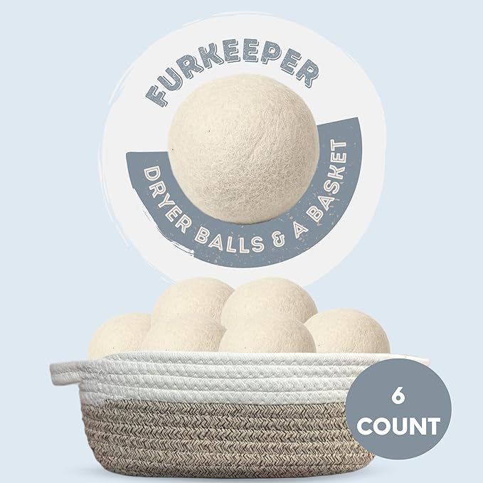 6 Premium Wool Dryer Balls - 14-pirece Laundry Set