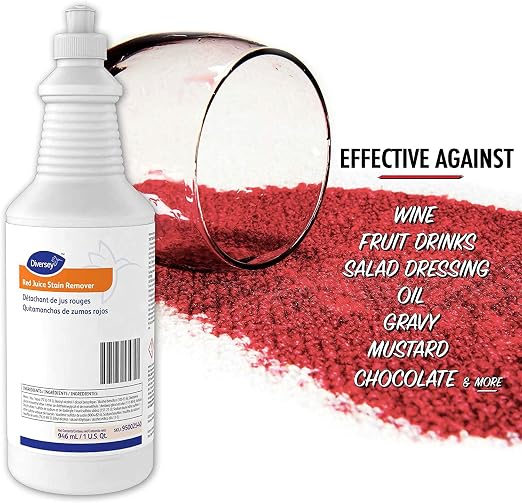 Diversey Red Juice Stain Remover, Carpet Spotter, RTU, 32 oz | Carpet Stains, Beverage Spills, Grease Stains, Food Residue, Spot Cleaning, Fast Removal, Easy Application