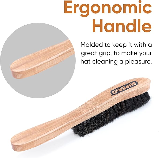 Hat Brush Horsehair Felt Hat Cleaner, Horse Hair Brush for Baseball Cap, Cowboy Hats, Shoes, and Clothes Brush, Soft Bristles Wooden Cleaning Brush, Durable Dust and Lint Remover, 3 Pack - Superio