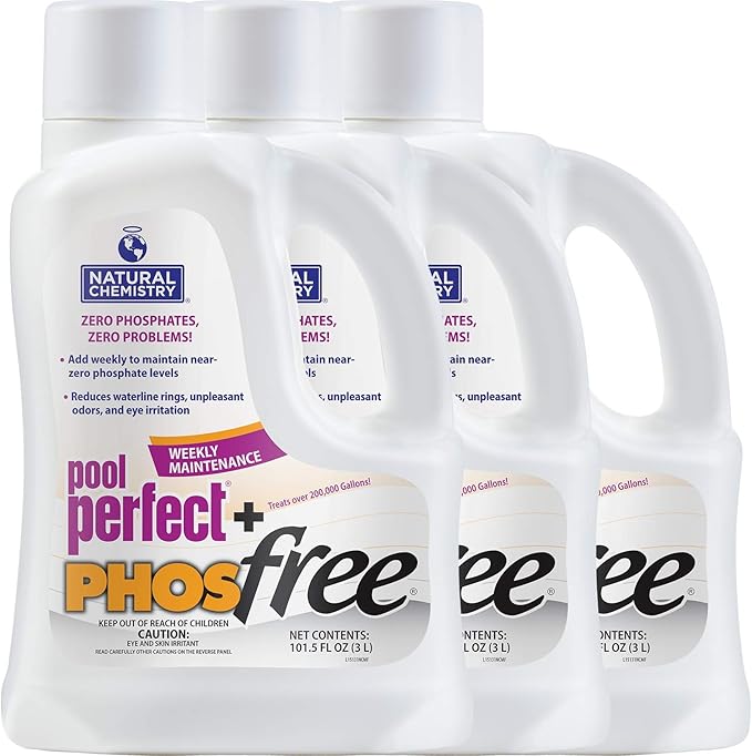 Natural Chemistry Pool Perfect + Phosfree, 3 Liter, 3 Pack | Phosphate Remover, Reduces Waterline Rings, Unpleasant Odors & Eye Irritation