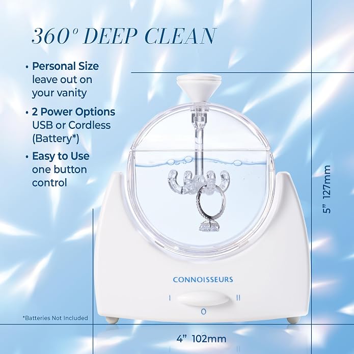 Connoisseurs LaSonic Diamond Dazzler - Includes Sonic Ring Cleaner, Dazzle Drops Advanced Jewelry Cleaner Concentrate, and Cleaning Cloth