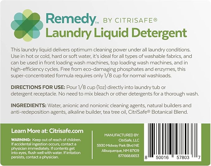 Musty or Contaminated Towels, Clothes & Bedding - Remedy Laundry Detergent Removes Odors & Residues, Super Concentrated