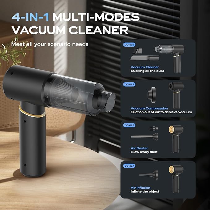 BSRCO Brushless Handheld Vacuum, 15000Pa Strong Suction Cordless Car Vacuum with 2 Modes, 0.67lbs Ultra-Lightweight Mini Portable Vacuum Cleaner & Air Duster for Home, Keyboard, Pet Hair, Travel