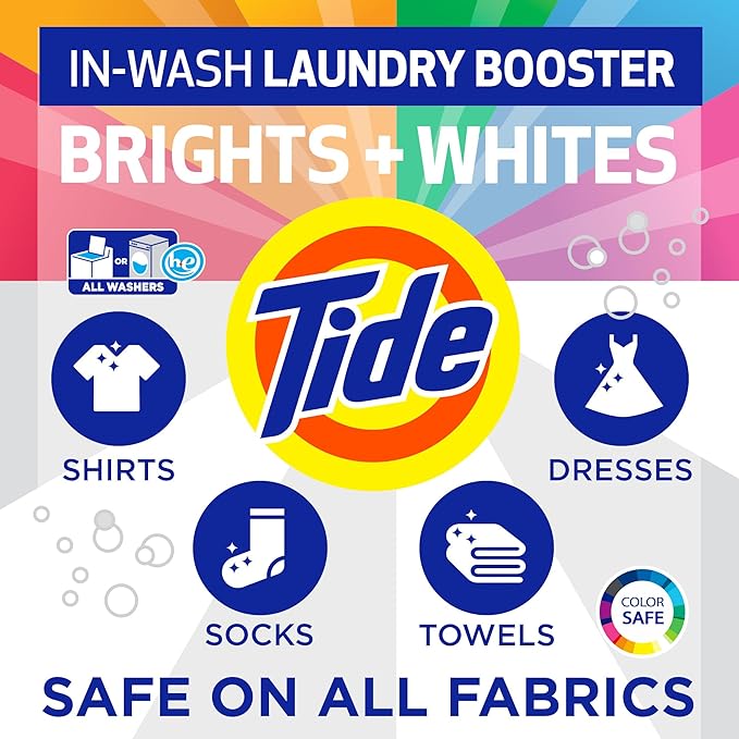 Tide Brights & Whites Odor Rescue, In Wash Odor Eliminator with Oxi, Scent Booster, Removes Odors in a Single Wash, 27 Count (Pack of 1)