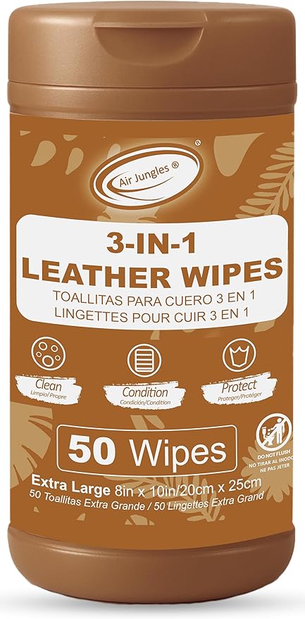 Air Jungles Cleaning Bundle: 3in1 Leather Wipes (50 Count) + All-Purpose Cleaning Wipes (70 Count) + Electronic Screen Wipes (70 Count), Extra-Large 8" x 10"