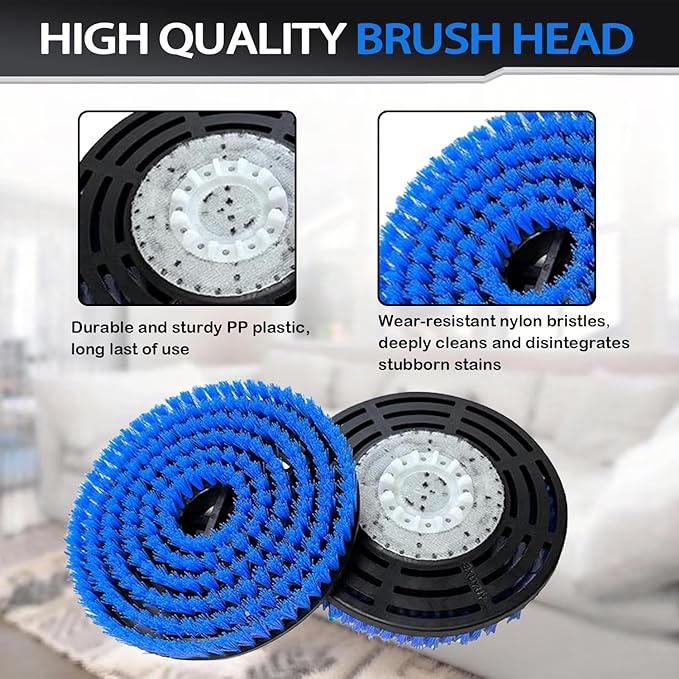 4 Pack Brush for Shark Steam Mop S7000 S7001 S7020 S7005 S8021 S8001 Replacement Brush Heads with Nylon Bristles and Scrub Pad Abrasive Polishing Pad (2 Blue+2 White)