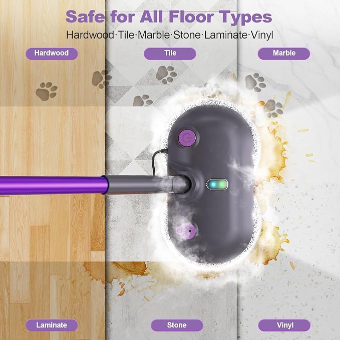 Scrubbing Steam Mop with Rotating Pads,All-in-One Spin Steam Cleaner for Floor Cleaning,Large Tank,23FT Cord, LED Headlights,Reusable Pads & Self-Standing,Safe for Hard Floor/Laminate/Marble