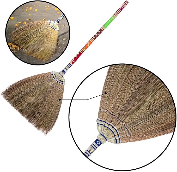 40 inchTall of Asian Straw Broom for Sweeping Dirt, Dust, Debris Handmade