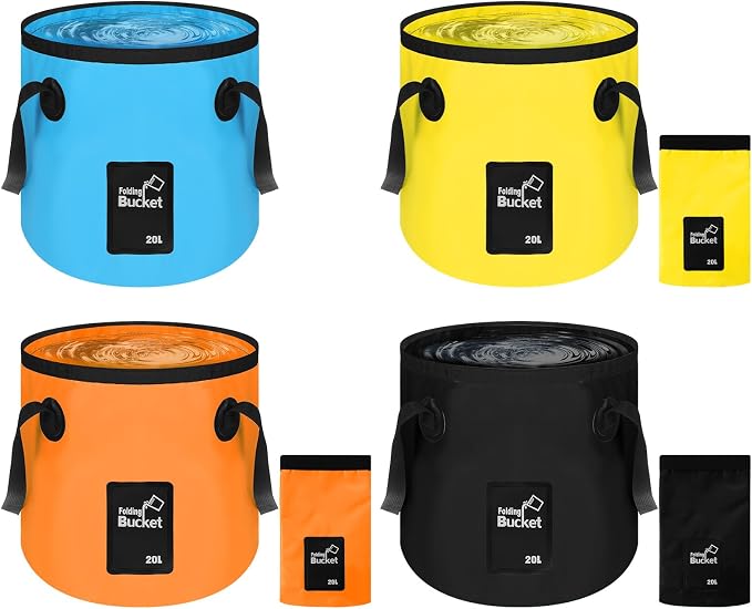 4 Pcs 5 Gallon Bucket FoldableFoldable Buckets with Handle for Camping Fishing Hiking to Hold Water Foldfoldable Bucket Foldable 5 galloning Container Carry Bag Portable Fold up Lightweight